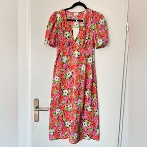 Floral Pink and Green Women's Dress
